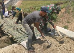 Ringankan Rute Warga, Babinsa Koramil 411-13/BR Pimpin Gotong Royong Pembuatan Jembatan Alternatif di Sinar Seputih