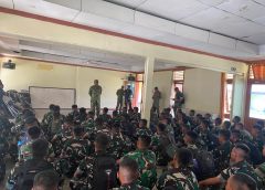 Pejabat Kodim 0411/KM Sambut Kedatangan 200 Prajurit Yonif TP 943/DPC di Kota Gajah