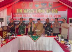 Kasrem 043/Gatam Sambut Tim Wasev Pusterad Tinjau Lokasi TMMD ke-128 Pekon Kalimiring