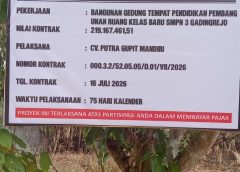 Pembangunan RKB SMPN 3 Gadingrejo Diduga Tidak Sesuai Dengan Nilai Yang Dibangunkan