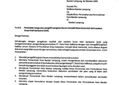 Polemik Fasum Griya Sukarame, Warga Surati Wali Kota dan Minta Perkim Periksa Legalitas Site Plan